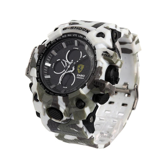 Casio G-shock white and green camo analog digital chronograph dial - Obeezi.com
