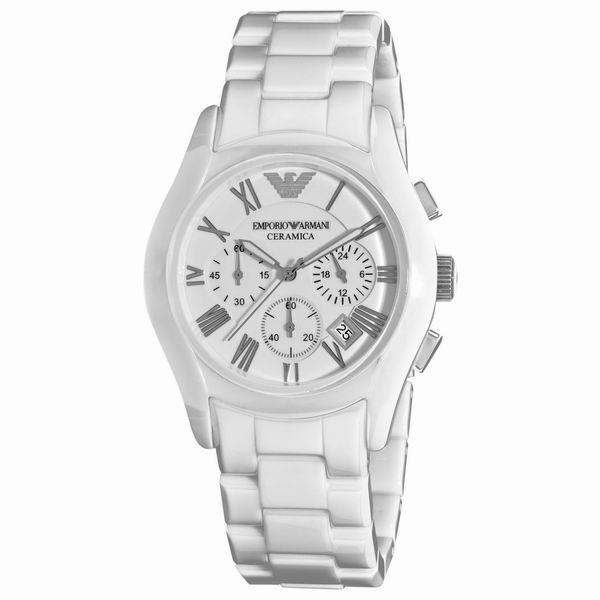 Ceramic White Womens Chronograph Watch AR1404 - Obeezi.com