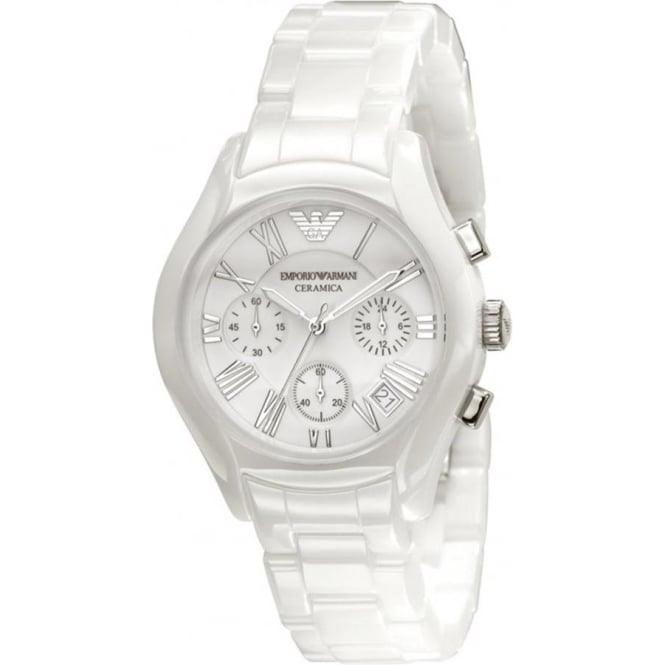 Ceramic White Womens Chronograph Watch AR1404 - Obeezi.com