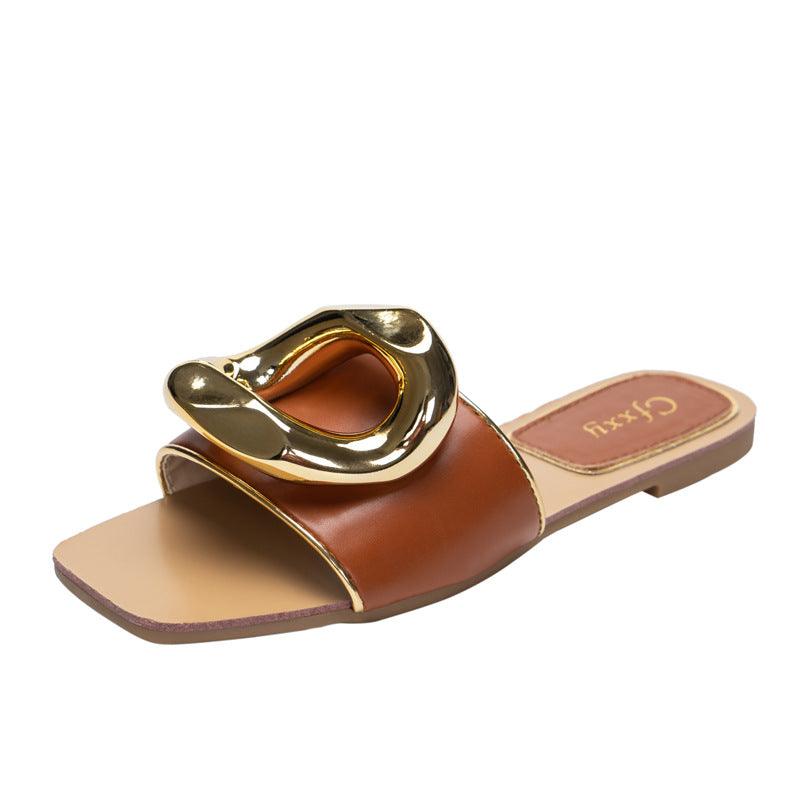 CFX Personalized Large Gold Button For Women - Brown - Obeezi.com