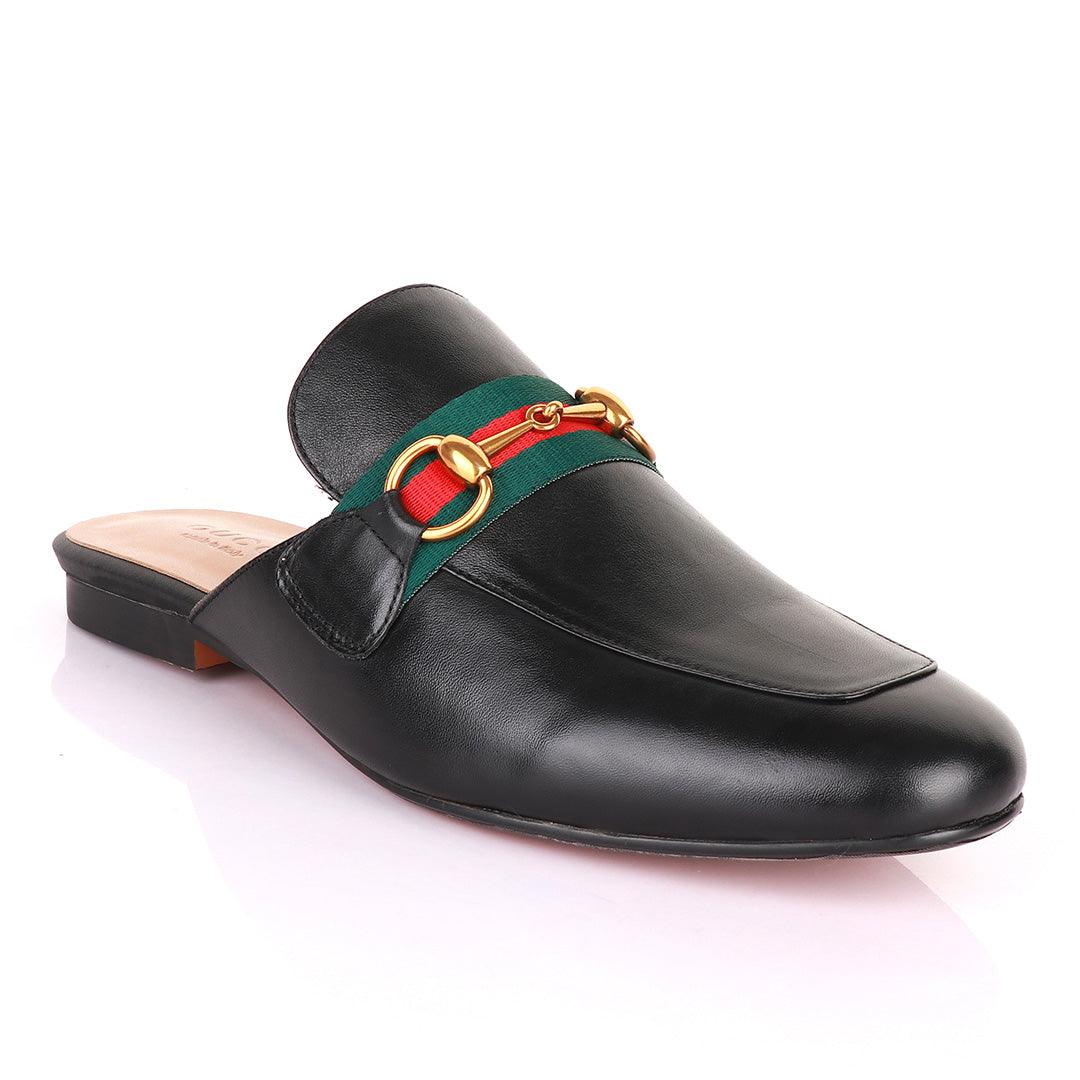 Chain Black Mole Half Leather Shoe - Obeezi