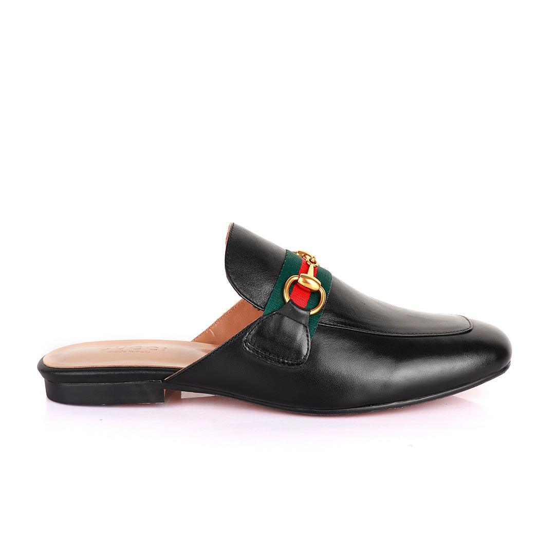 Chain Black Mole Half Leather Shoe - Obeezi