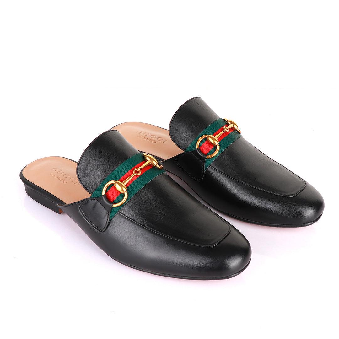 Chain Black Mole Half Leather Shoe - Obeezi