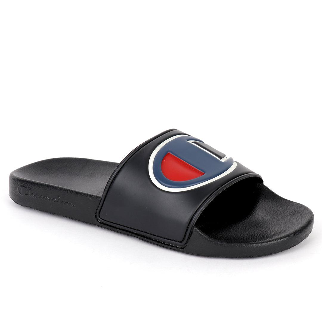 Champ Life Circle Logo Ipo Men's Slides -Black - Obeezi.com
