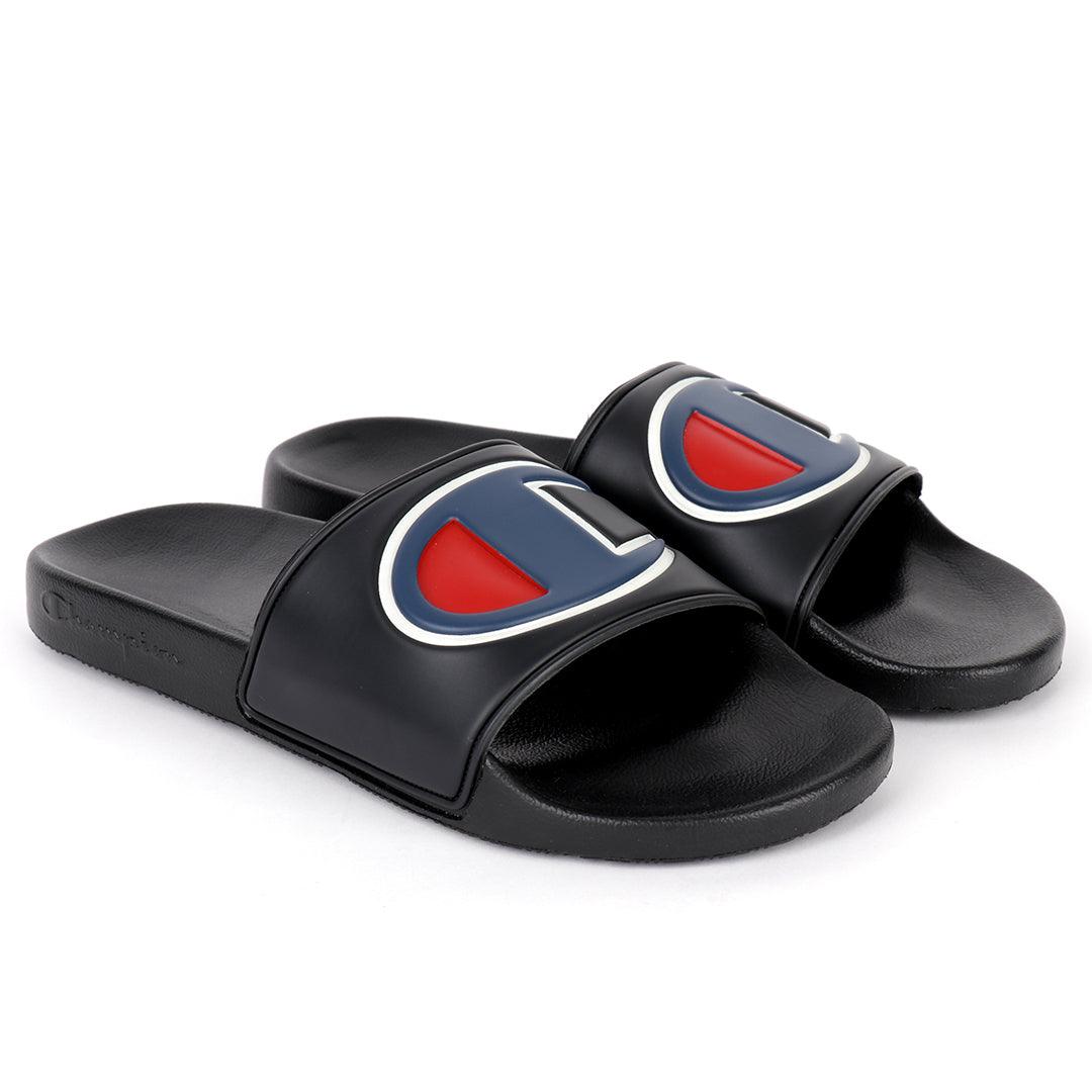 Champ Life Circle Logo Ipo Men's Slides -Black - Obeezi.com