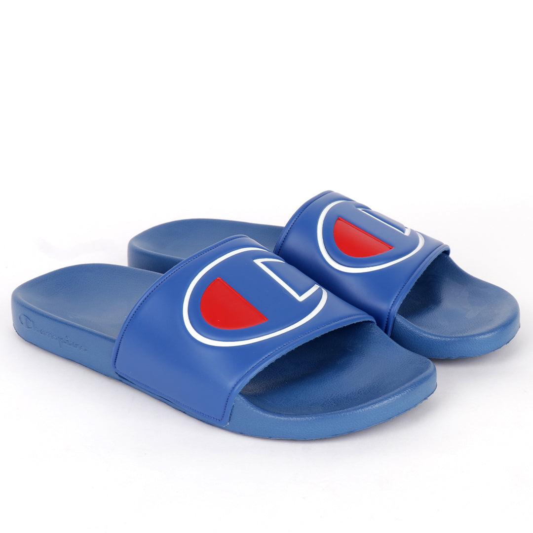Champ Life Circle Logo Ipo Men's Slides -Blue - Obeezi.com