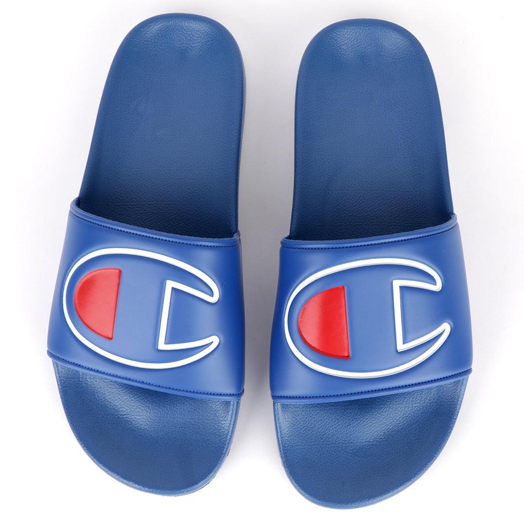 Champ Life Circle Logo Ipo Men's Slides -Blue - Obeezi.com
