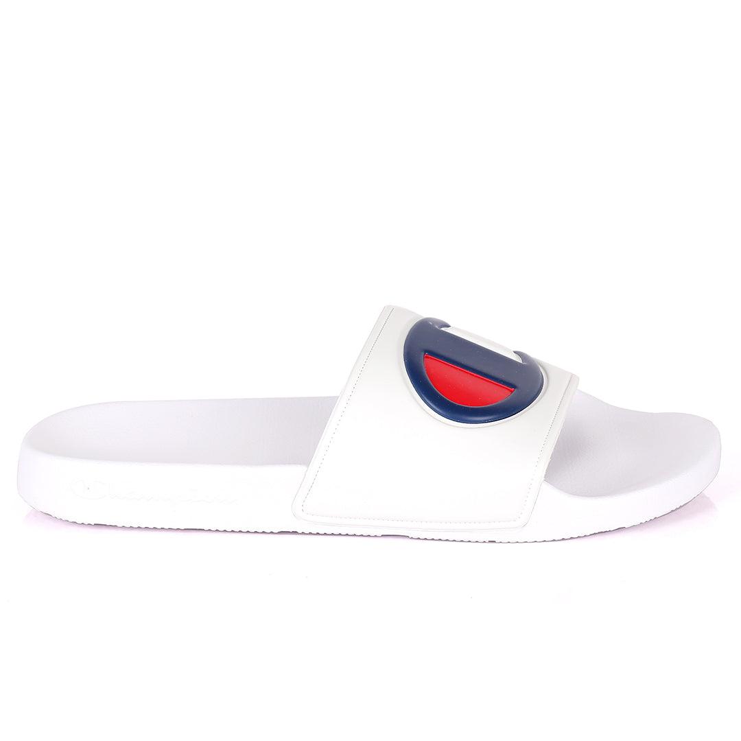 Champ Life Circle Logo Ipo Men's Slides -White - Obeezi.com