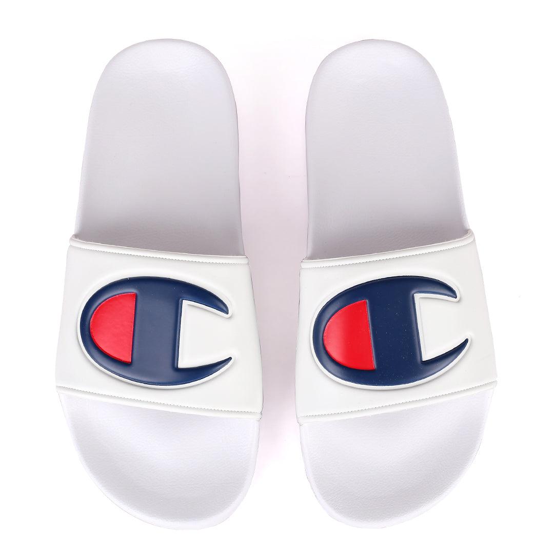 Champ Life Circle Logo Ipo Men's Slides -White - Obeezi.com