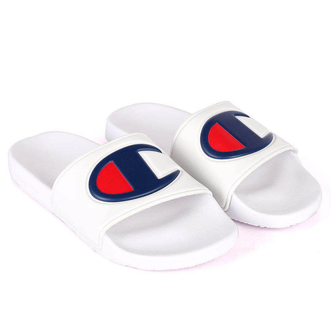 Champ Life Circle Logo Ipo Men's Slides -White - Obeezi.com