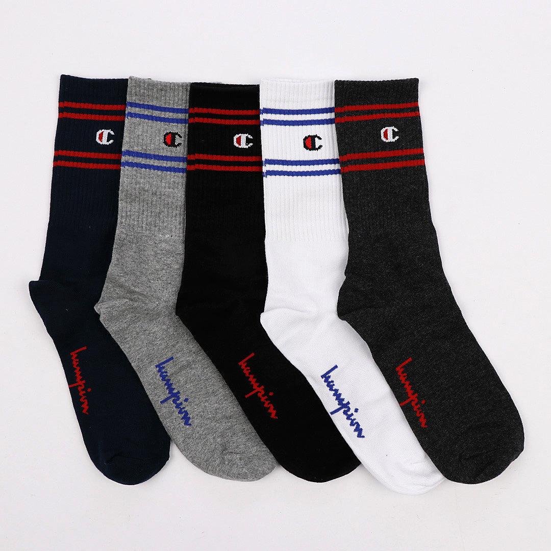 Champion 5 In 1 Black Grey White Navy Blue Ash Design socks - Obeezi.com