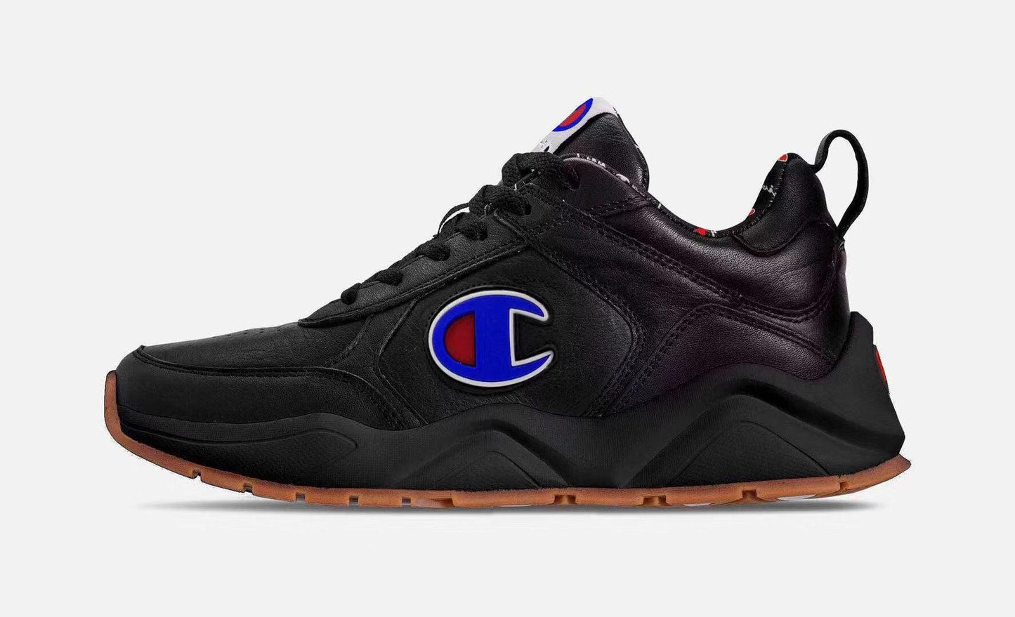 Champion 93 Eighteen Big C Leather Black Sneakers - Obeezi