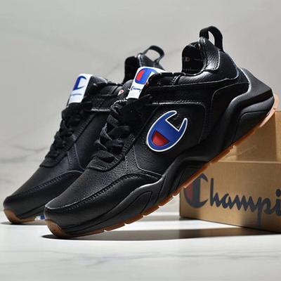 Champion 93 Eighteen Big C Leather Black Sneakers - Obeezi