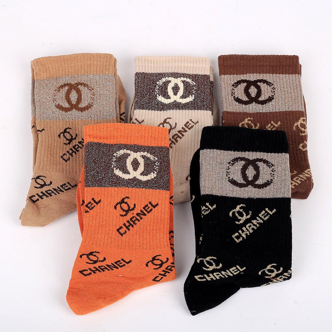 Chan 5 In 1 Cotton Logo Designed Socks - Obeezi.com
