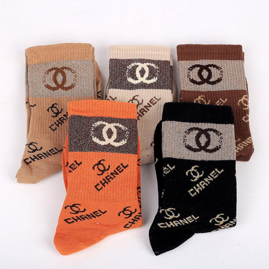 Chan 5 In 1 Cotton Logo Designed Socks - Obeezi.com