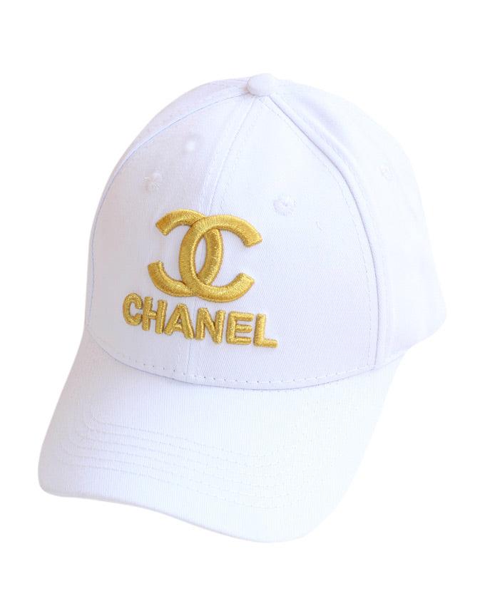 Chanel Gold Embroidered Baseball Cap White - Obeezi.com