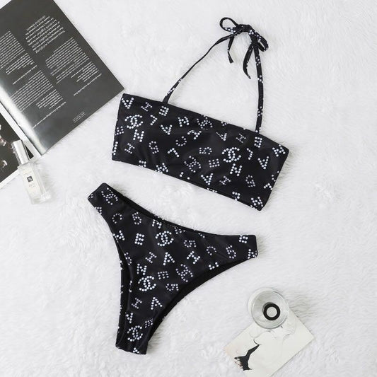 Chanel Two-Piece Tie-Up Sexy Bikini- Black - Obeezi.com