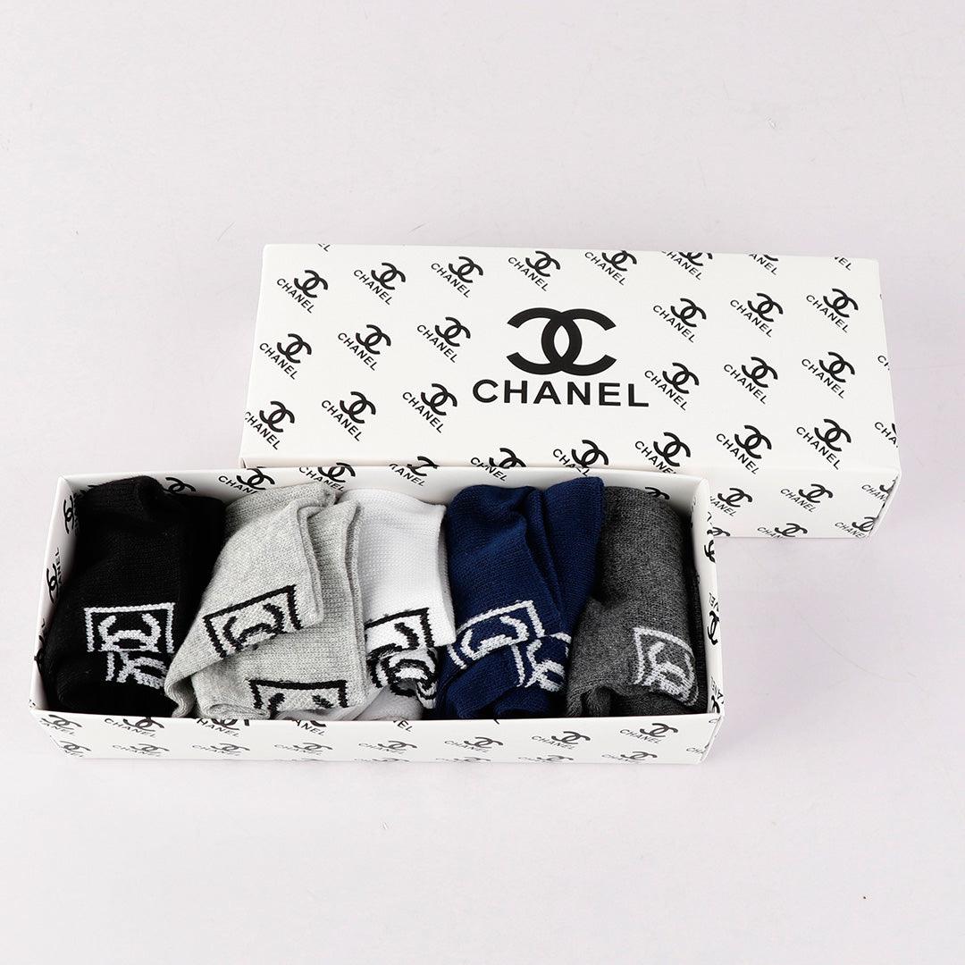 Channel Unisex 5 In 1 Black Grey White Ash Navyblue socks - Obeezi.com