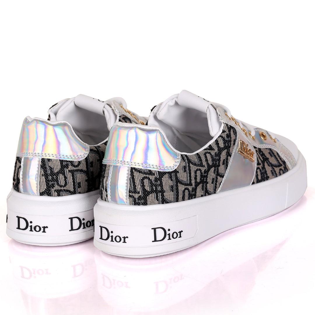 Christ Dio Gold Logo Crested Designed White Sole Lace Up Sneakers- Black - Obeezi.com