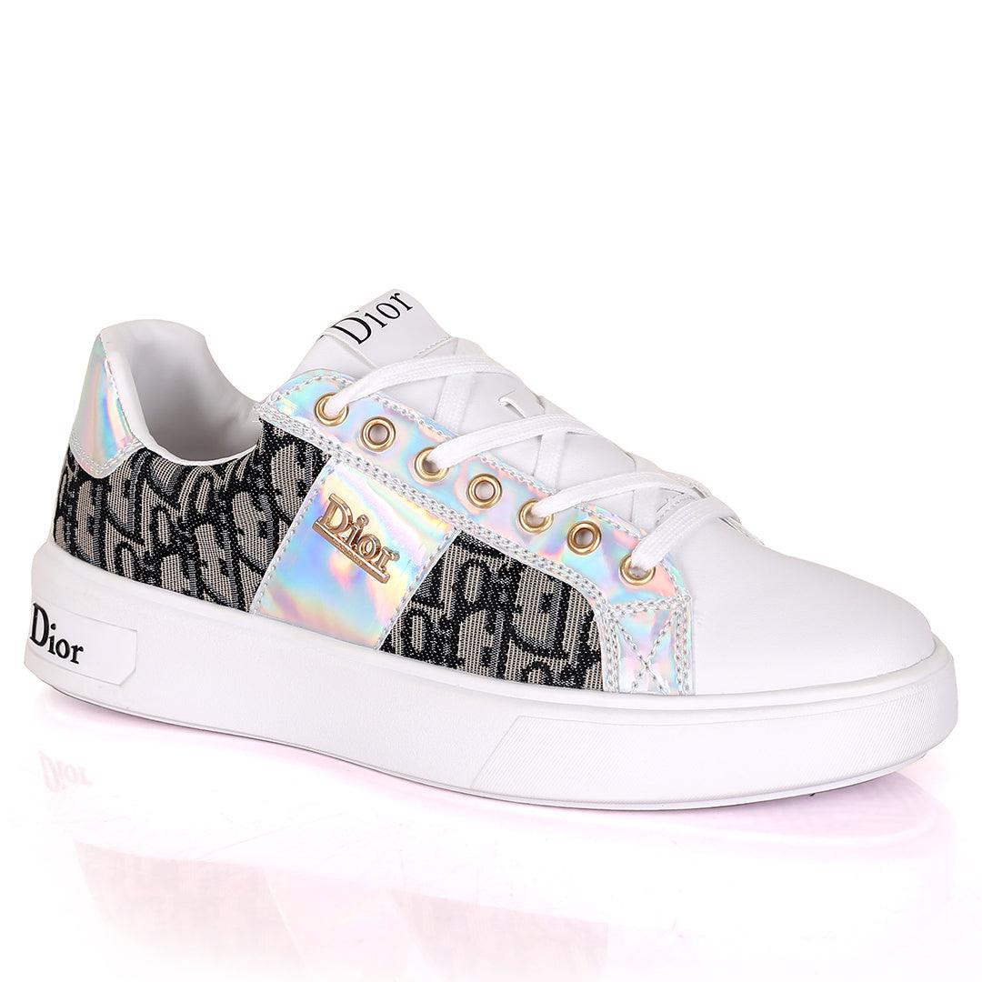 Christ Dio Gold Logo Crested Designed White Sole Lace Up Sneakers- Black - Obeezi.com