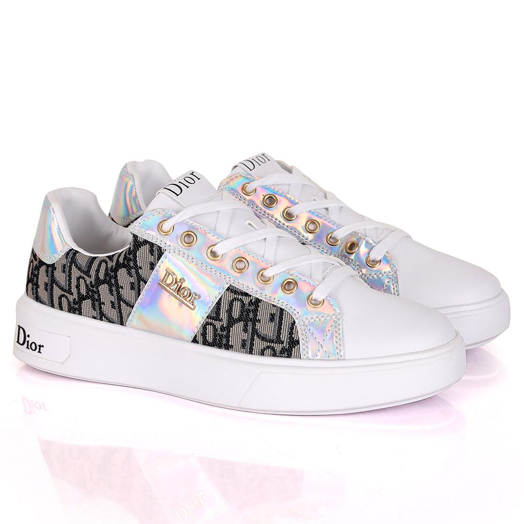 Christ Dio Gold Logo Crested Designed White Sole Lace Up Sneakers- Black - Obeezi.com