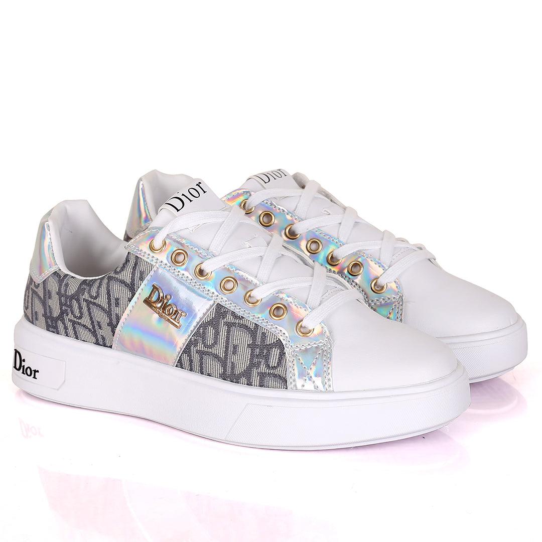 Christ Dio Gold Logo Crested Designed White Sole Lace Up Sneakers - Obeezi.com