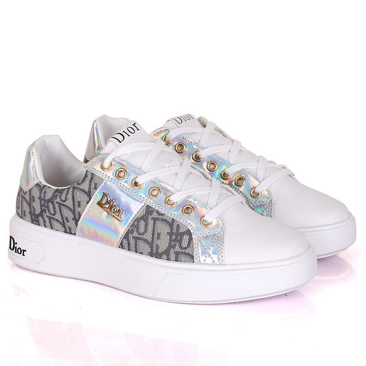 Christ Dio Gold Logo Crested Designed White Sole Lace Up Sneakers - Obeezi.com