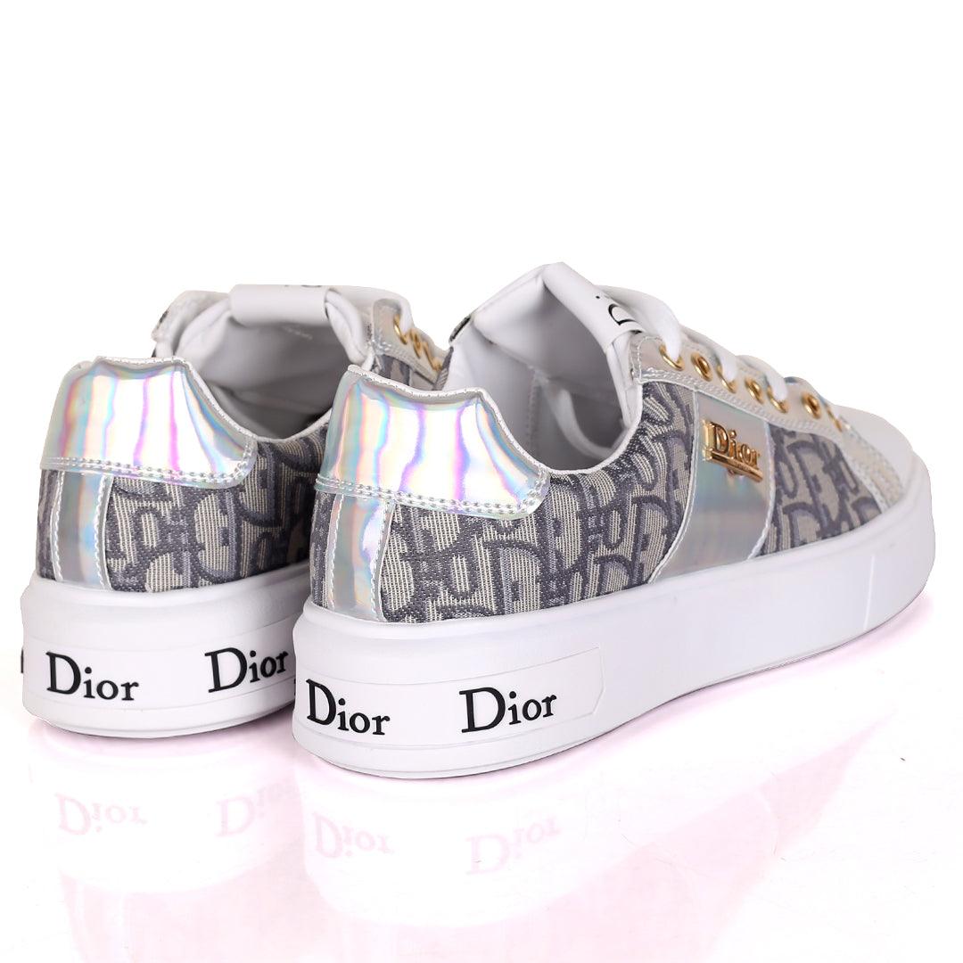 Christ Dio Gold Logo Crested Designed White Sole Lace Up Sneakers - Obeezi.com