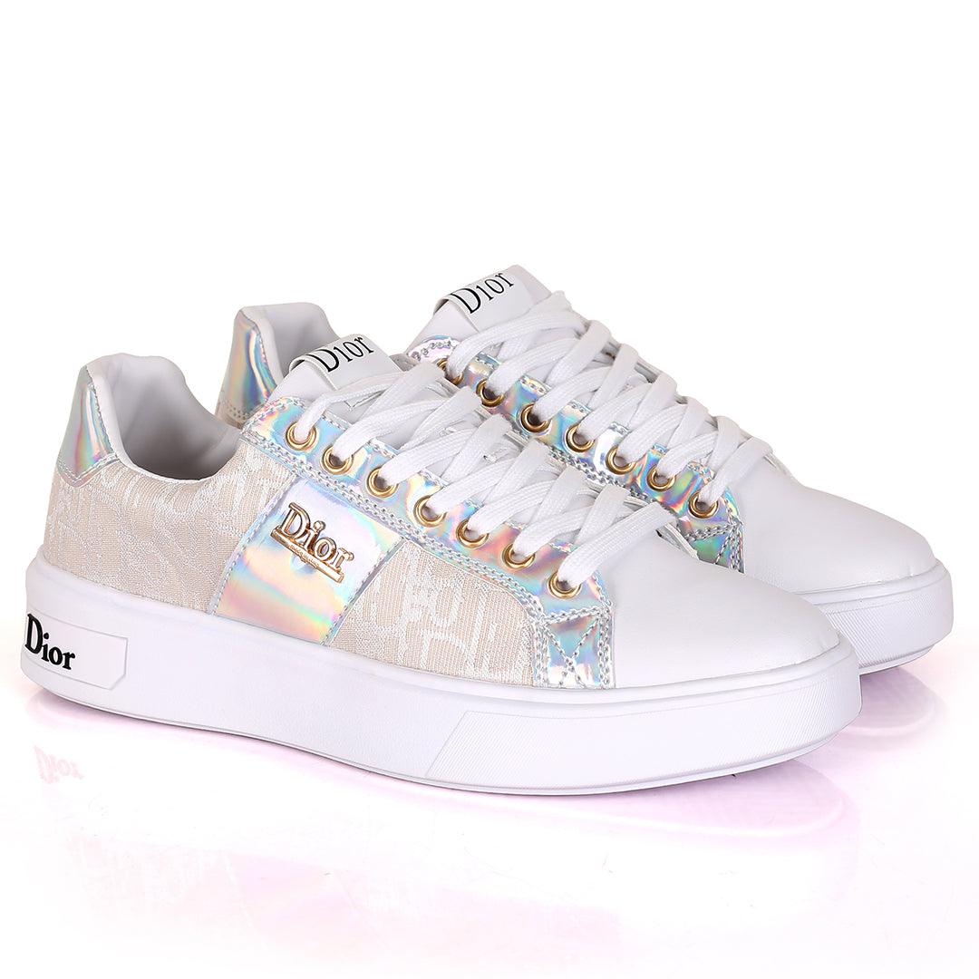 Christ Dio Logo Crested Designed White Sole Lace Up Sneakers - Obeezi.com