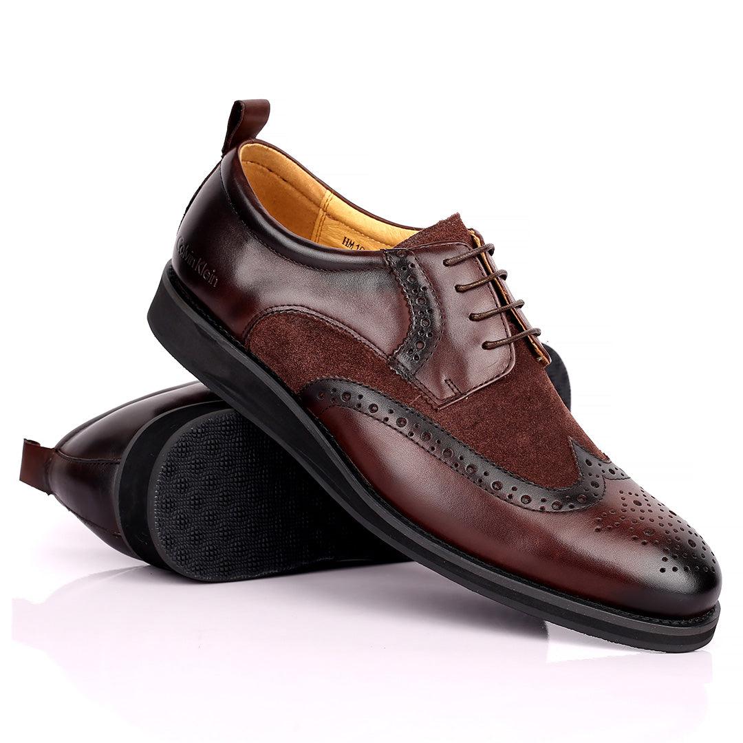 CK Classic Brogue And Half Suede Designed Leather Shoe - Obeezi.com