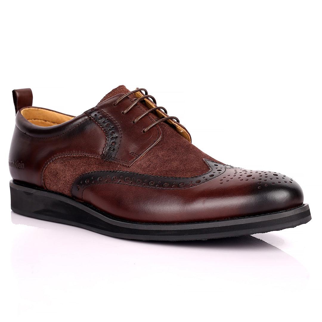 CK Classic Brogue And Half Suede Designed Leather Shoe - Obeezi.com