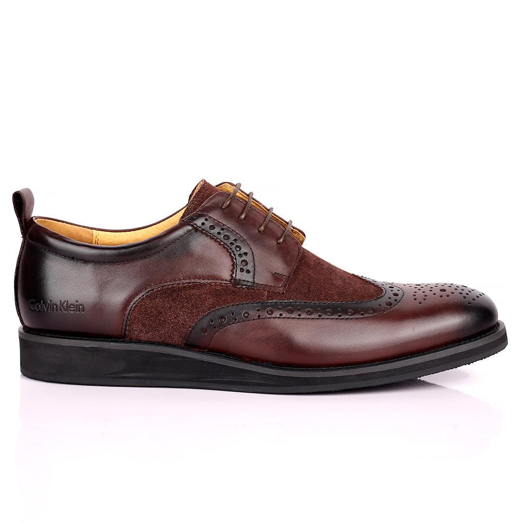 CK Classic Brogue And Half Suede Designed Leather Shoe - Obeezi.com