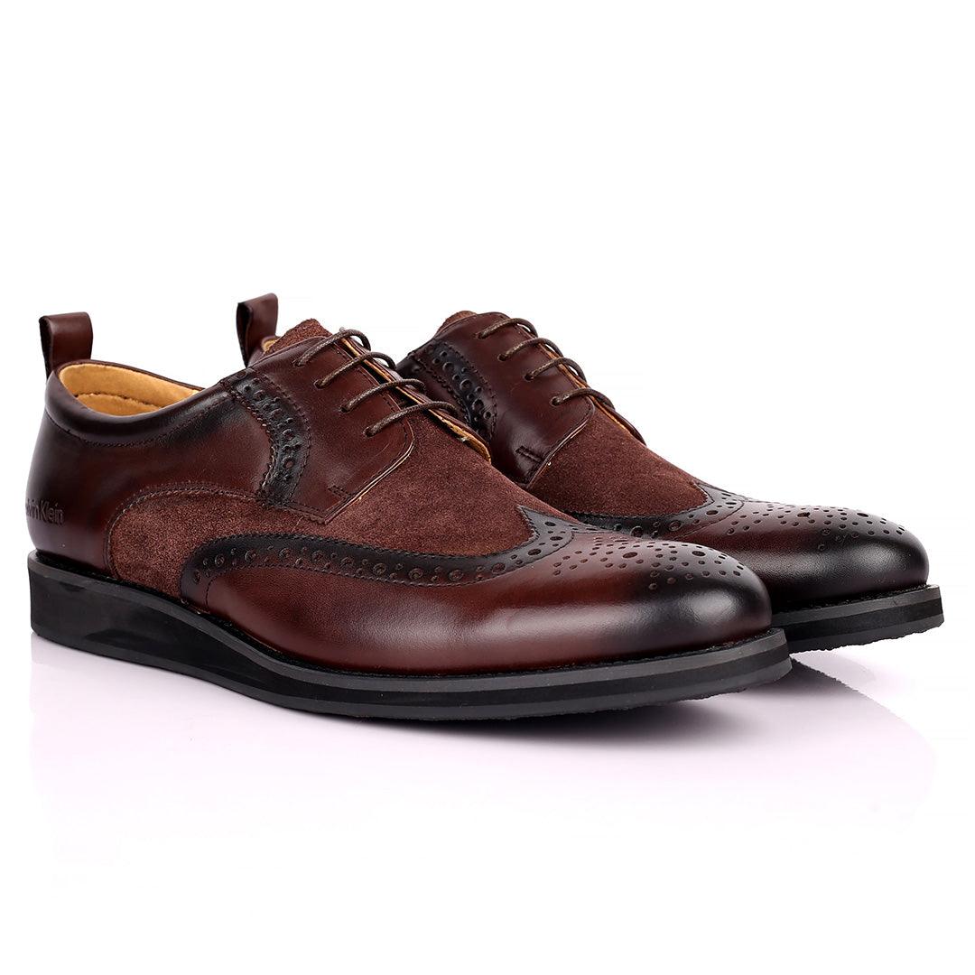 CK Classic Brogue And Half Suede Designed Leather Shoe - Obeezi.com