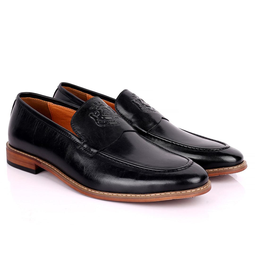CK Exquisite Logo Designed Black Leather Shoe - Obeezi.com