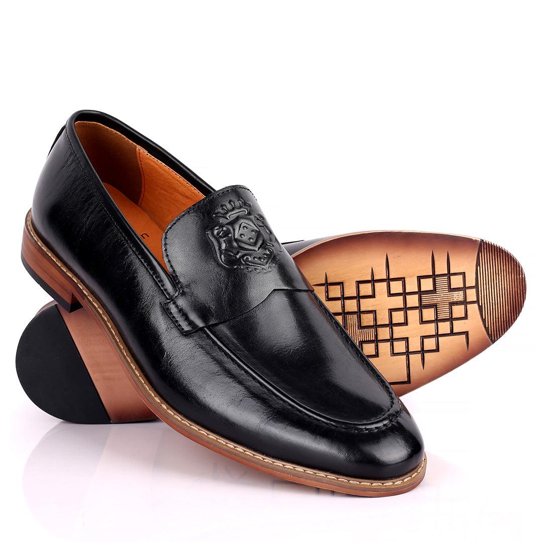 CK Exquisite Logo Designed Black Leather Shoe - Obeezi.com