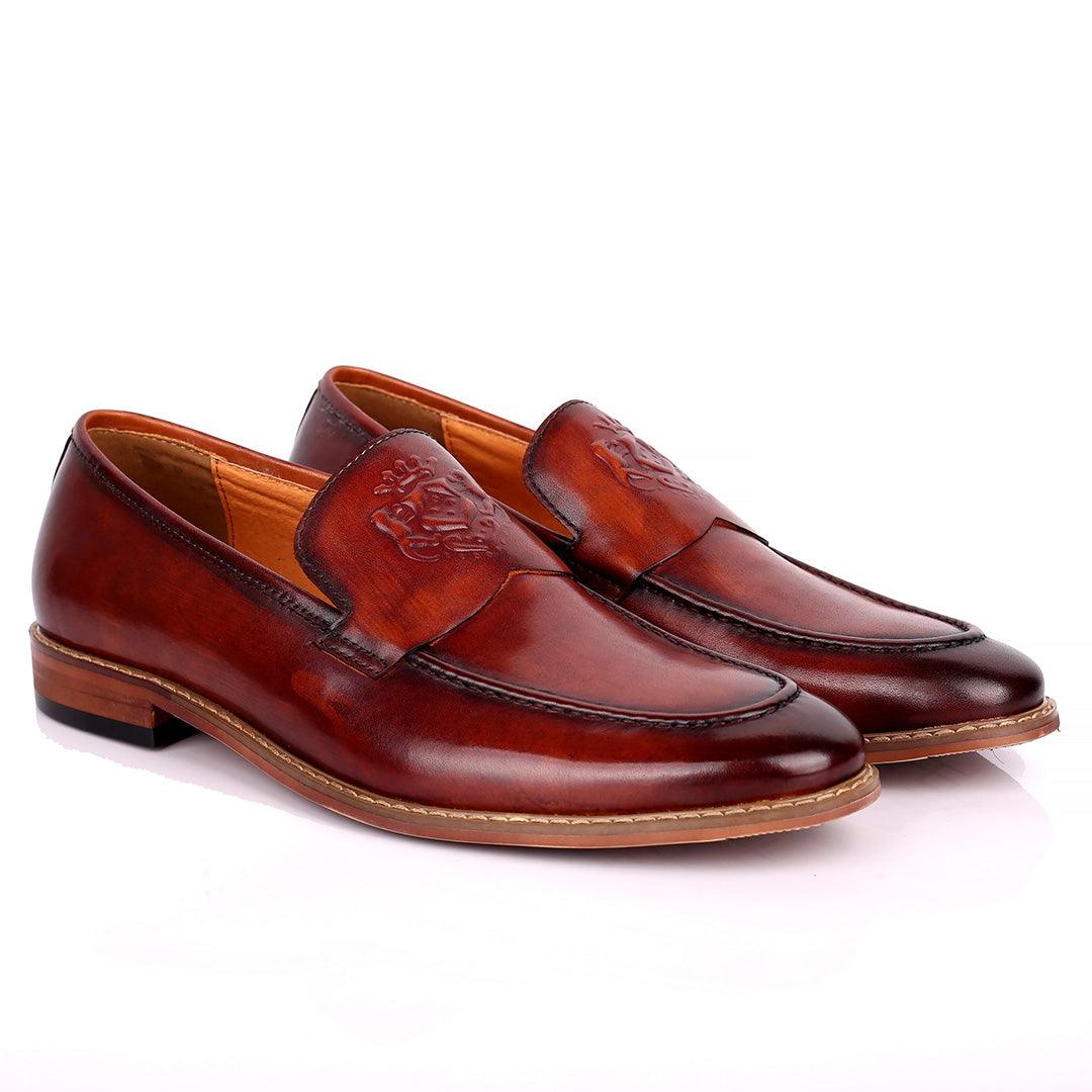 CK Exquisite Logo Designed Brown Leather Shoe - Obeezi.com