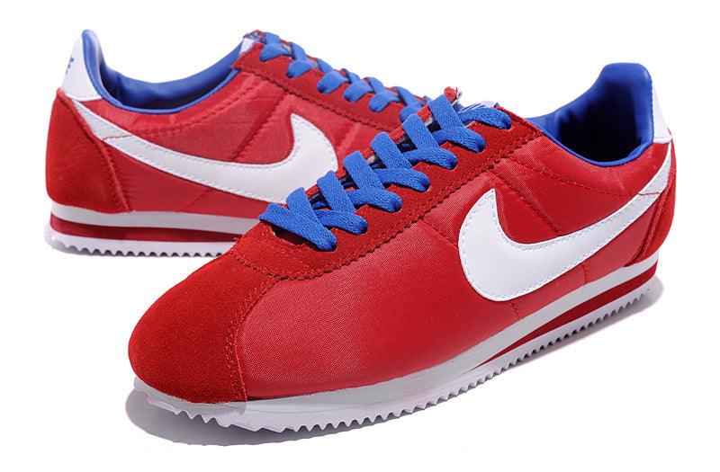 Classic Cortez Nylon Trainers Red Blue White Sneakers - Obeezi
