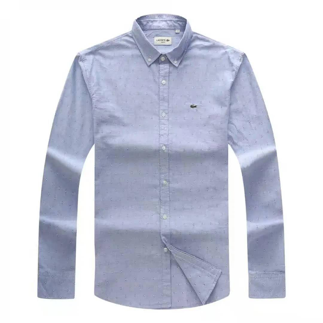 Classic Fit White Dot Blue Long sleeve Shirt - Obeezi.com