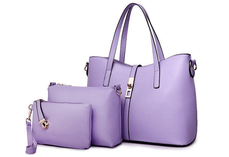 Classic Leather Detachable 3 in 1 Strap Woman Blue Handbag - Obeezi.com