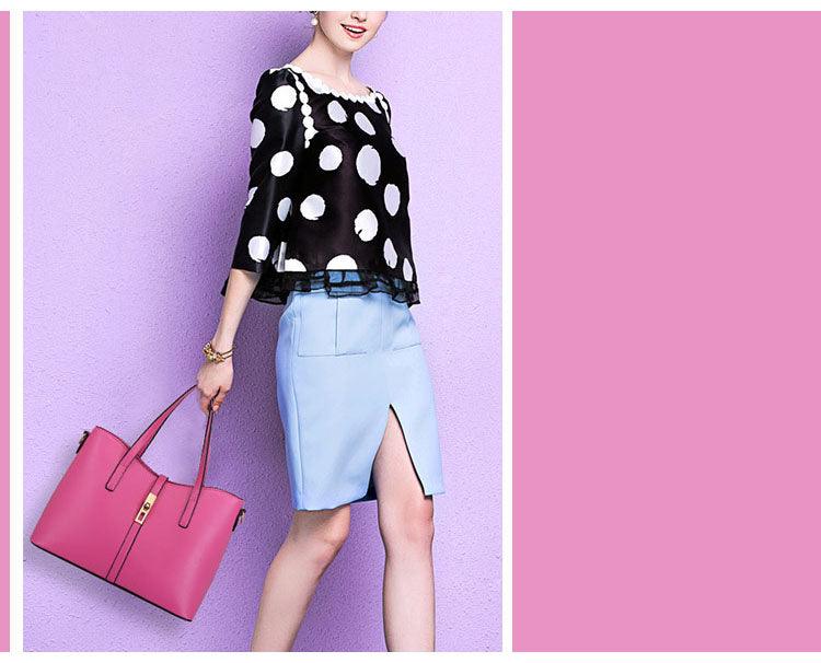 Classic Leather Detachable 3 in 1 Strap Woman Gold Handbag - Obeezi.com