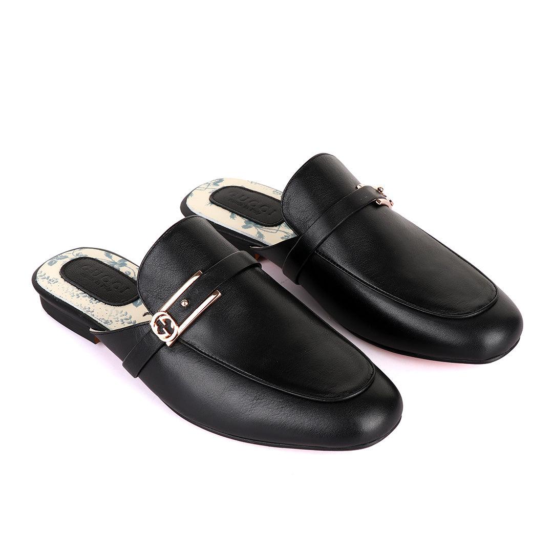 Classic Mole Black Leather Half Shoe - Obeezi