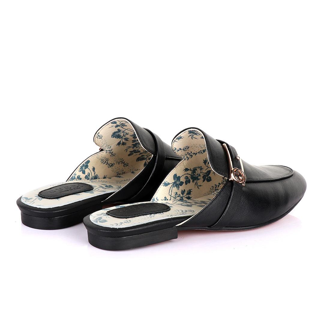 Classic Mole Black Leather Half Shoe - Obeezi