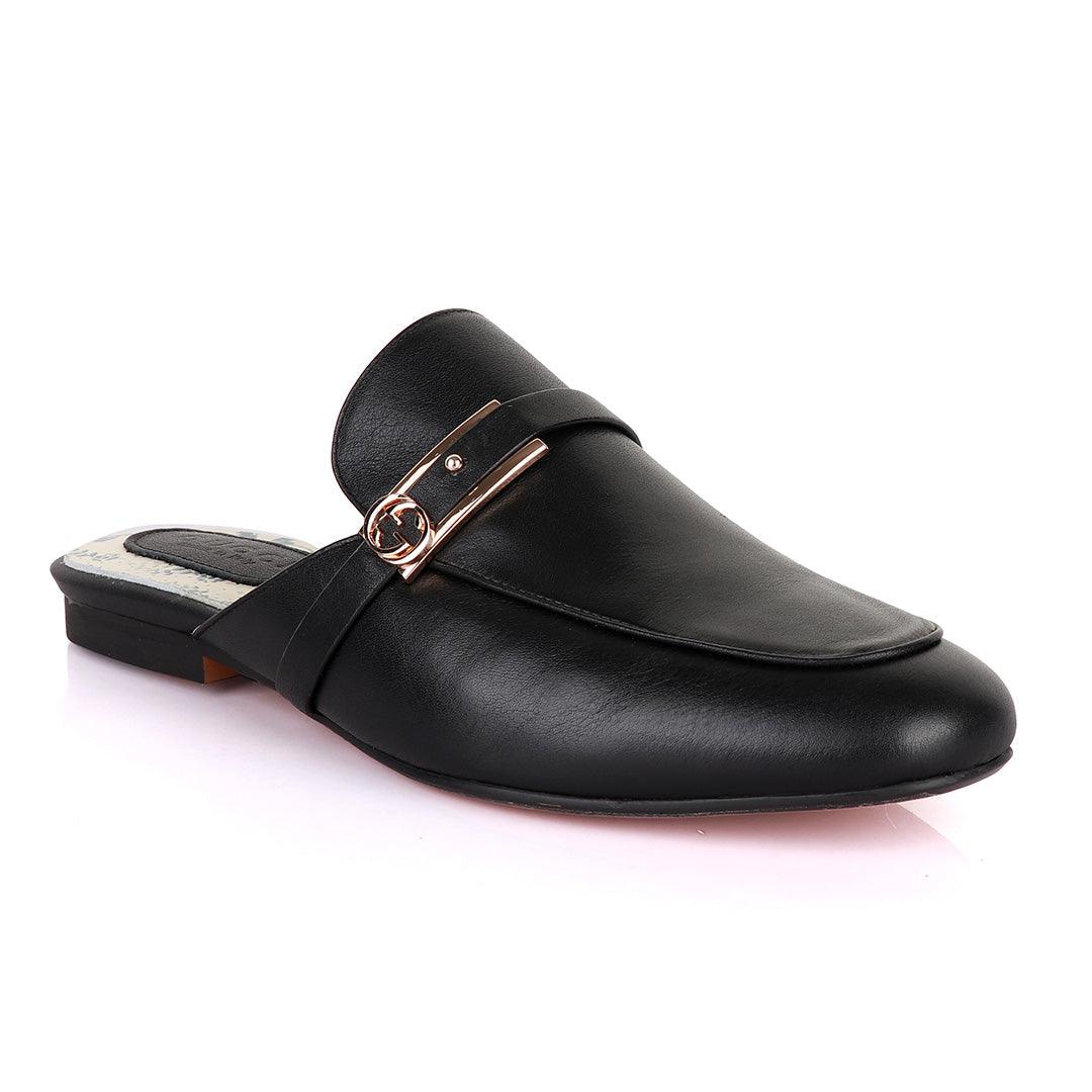 Classic Mole Black Leather Half Shoe - Obeezi