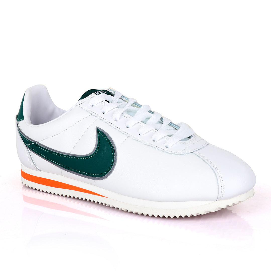 Classic Nk Cortez Hawkins Prem White and Green Sneakers - Obeezi