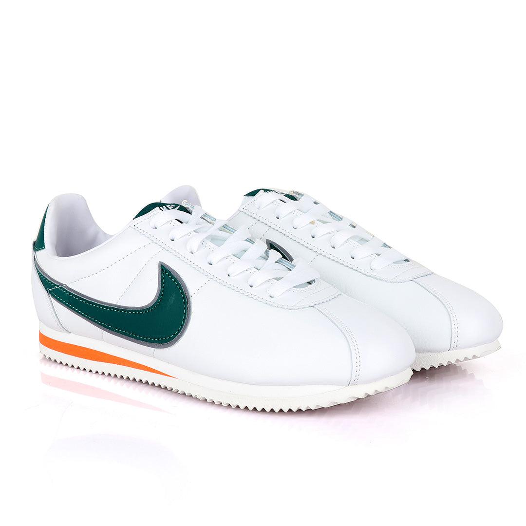 Classic Nk Cortez Hawkins Prem White and Green Sneakers - Obeezi