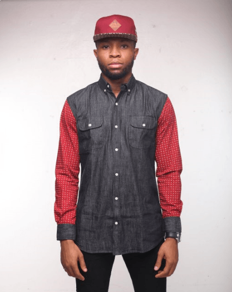 Classic Red Hand Pokadot Denim shirt - Obeezi