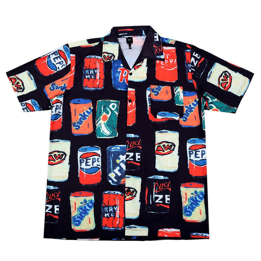 Classic Tin Designed Aloha Shirt - Black - Obeezi.com