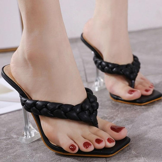 Classic Women's Fold Black Transparent Heel Slipper - Obeezi.com
