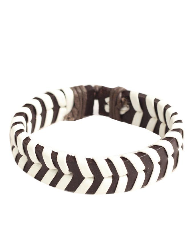 Classics 77 Plaited Bracelet In Brown and white - Obeezi.com