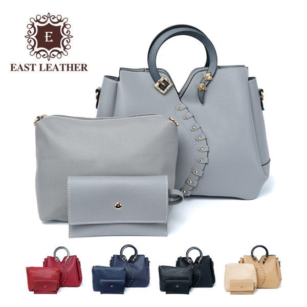 Classy Leather Fashionista Tote 3 in 1 Handbags -Black - Obeezi.com